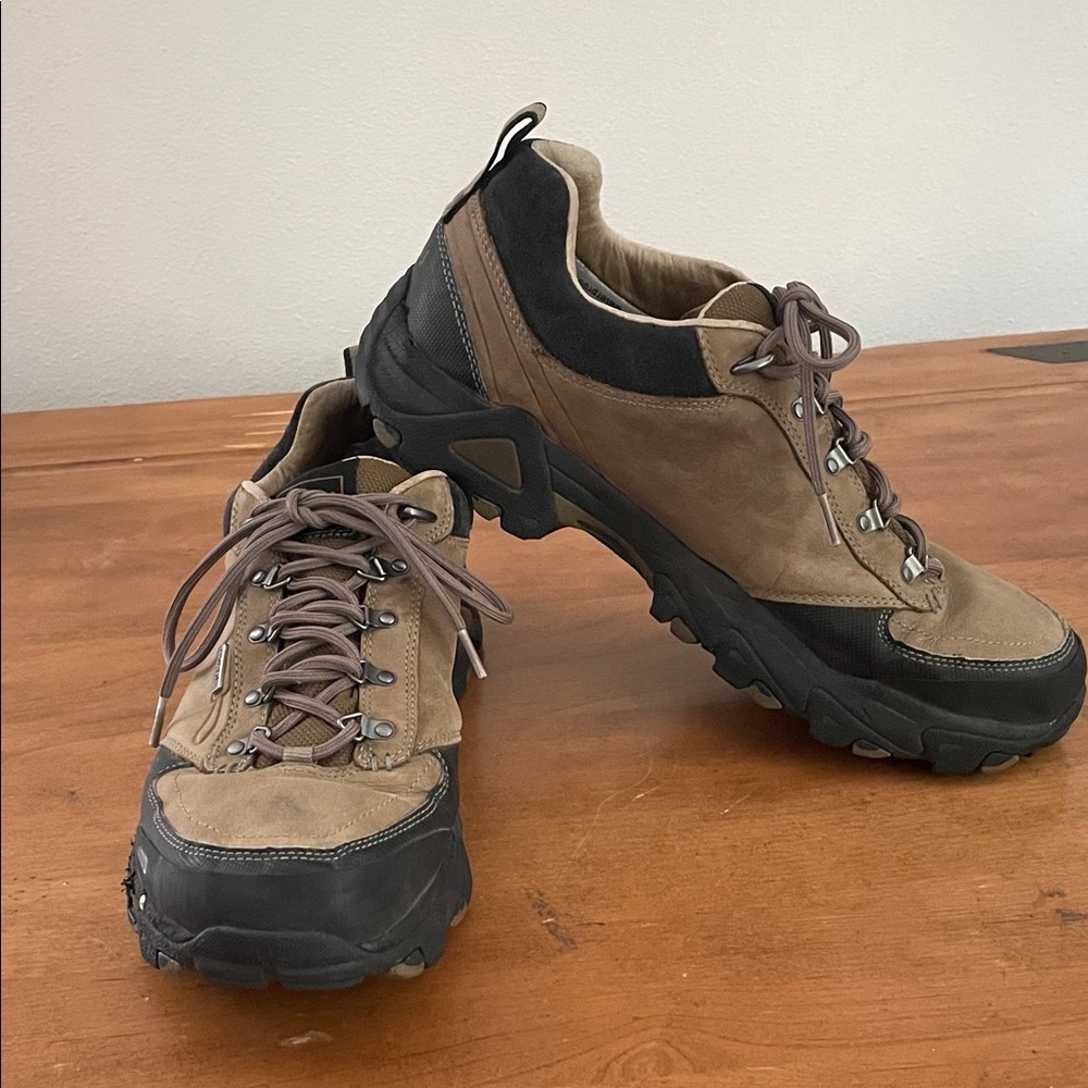 Ahnu Brown and Black Hiking Shoes with Rugged Design Size 14